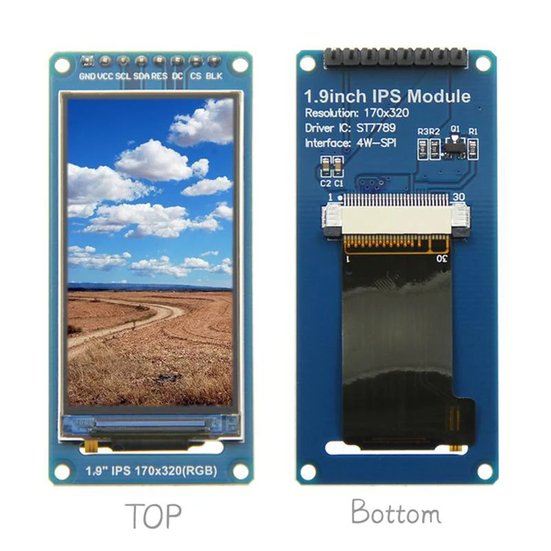 PZHI-1.9Inch IPS Full Angle TFT Display Screen LCD Screen Color Display Module SPI Serial Port High-Definition 170X320 ST7789