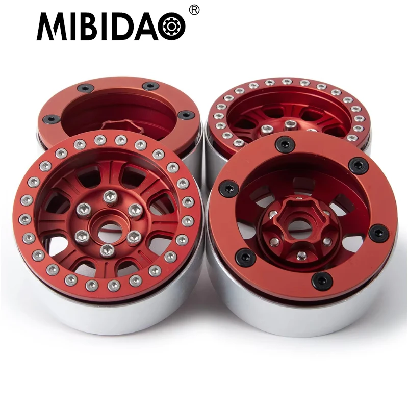 

MIBIDAO Metal 1.9 inch Beadlock Wheel Hub Rims for Axial SCX10 CC01 D90 1/10 RC Crawler Car