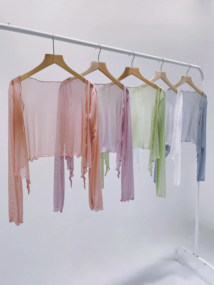 yesModern Dance Practice Clothes Top Open Cardigan Classical Dance Style Jazz Ballet Teacher Yoga Outfit High Elasticity Four Se
