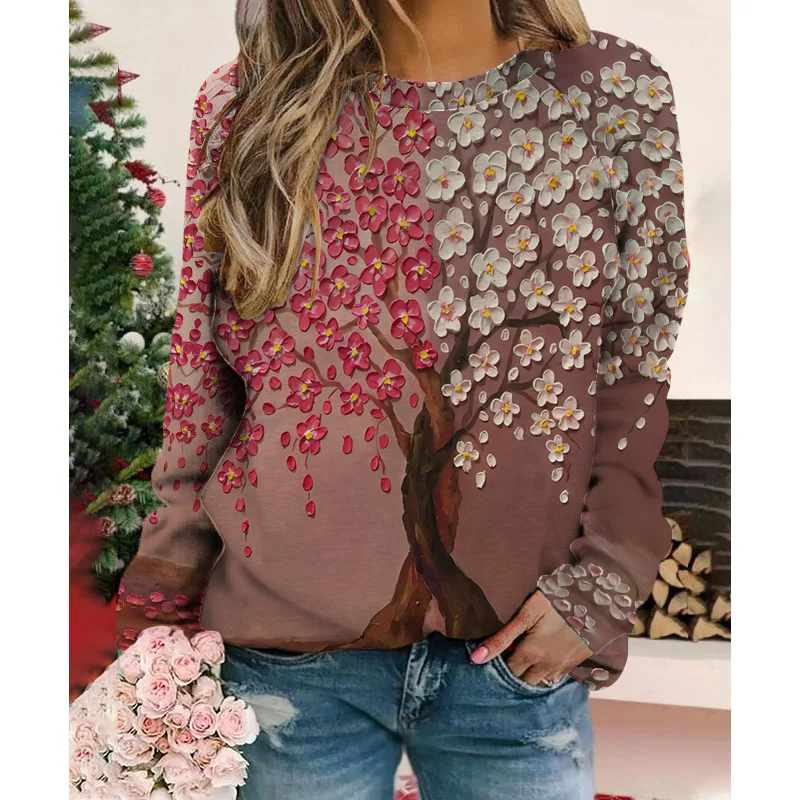 Ethnic Style Mexican Floral Sweatshirts 3D Print Women Y2K Hoodies Long Sleeve Hoodie Oversized Pullovers Woman Tops Clothing