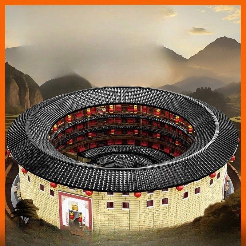 Building block assembly for children ages 6-12 wholesale Chinese-style building blocks at Yongding Tulou Chengqilou