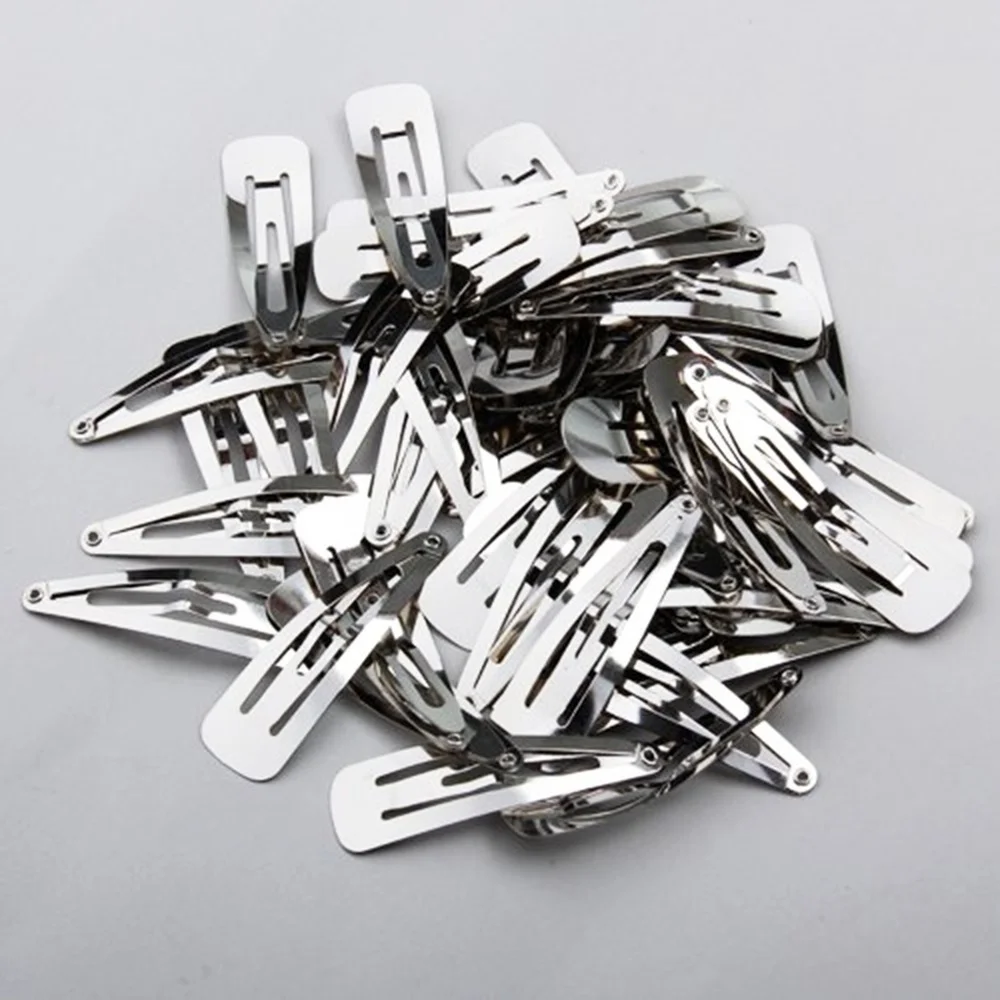 

50pcs/lot Silver Tone Snap Hair Clips 30mm 40mm 50mm Craft Bow for Girls Kids Boutique Hair Accessories Headwear Gifts