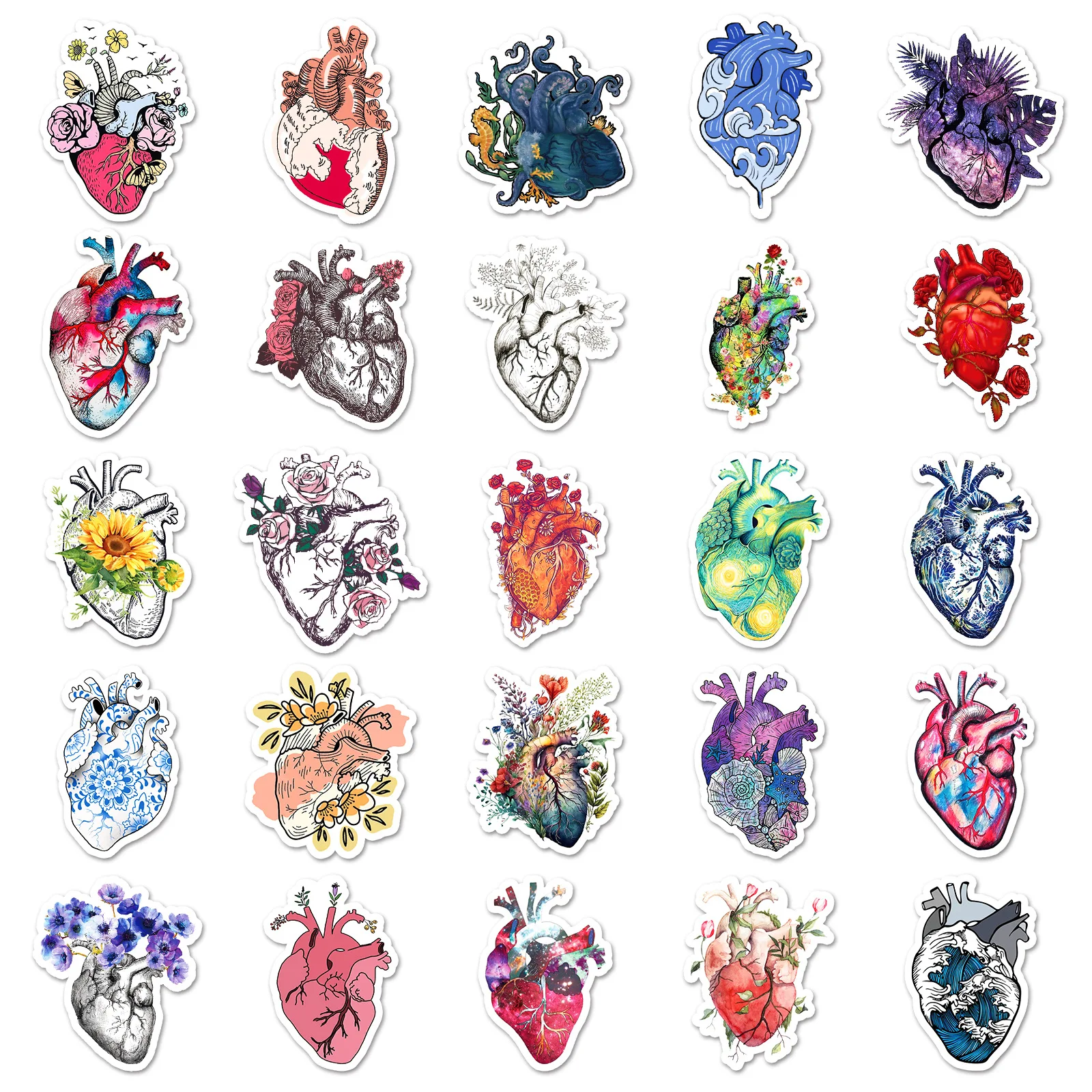 50 STKS Hart Doodle Stickers Cartoon Bloem Decoratie Mobiele Telefoon Case Water Cup Skateboard Laptop Waterdichte Stickers Kinderen Speelgoed