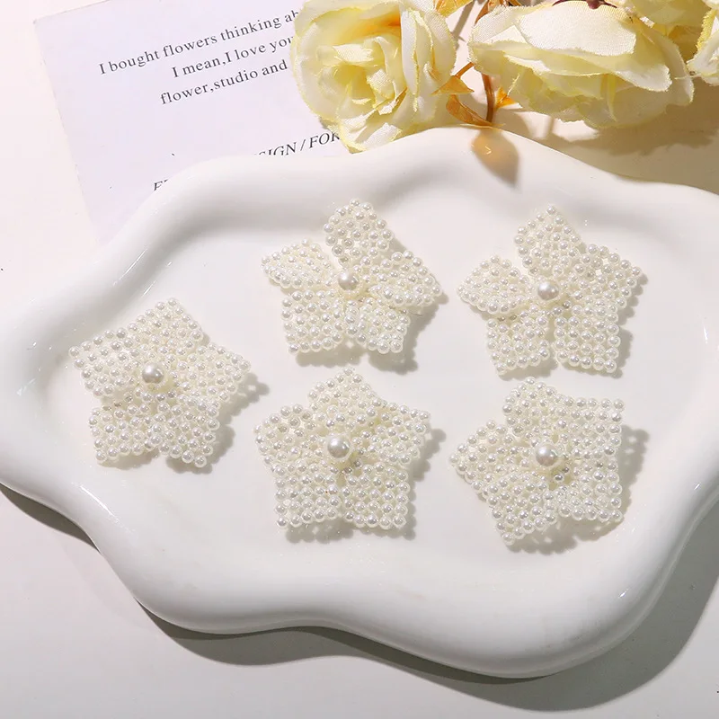 

3D Puff Flower Beaded Shoe Clip 1 Piece Faux Pearl Blossom Handmade Korean Retro Premium Ornament for Clear Clogs Jelly Shoes