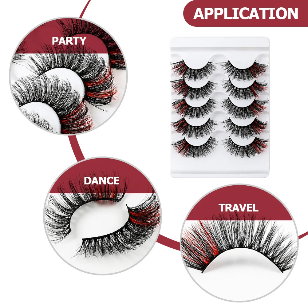 5 أزواج من الرموش الصناعية ثلاثية الأبعاد للنساء، حامل مجعد كبير للمساء لتغيير ملحقات التجميل #1