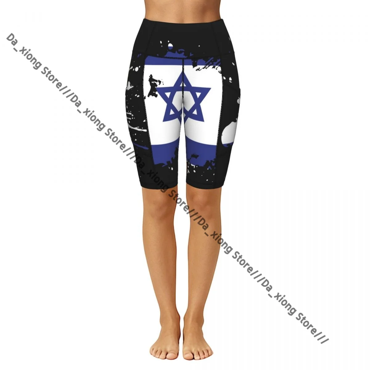 Comfortable Stretchy Yoga Shorts Grunge Israel Flag Women Gym Exercise Sports Trousers