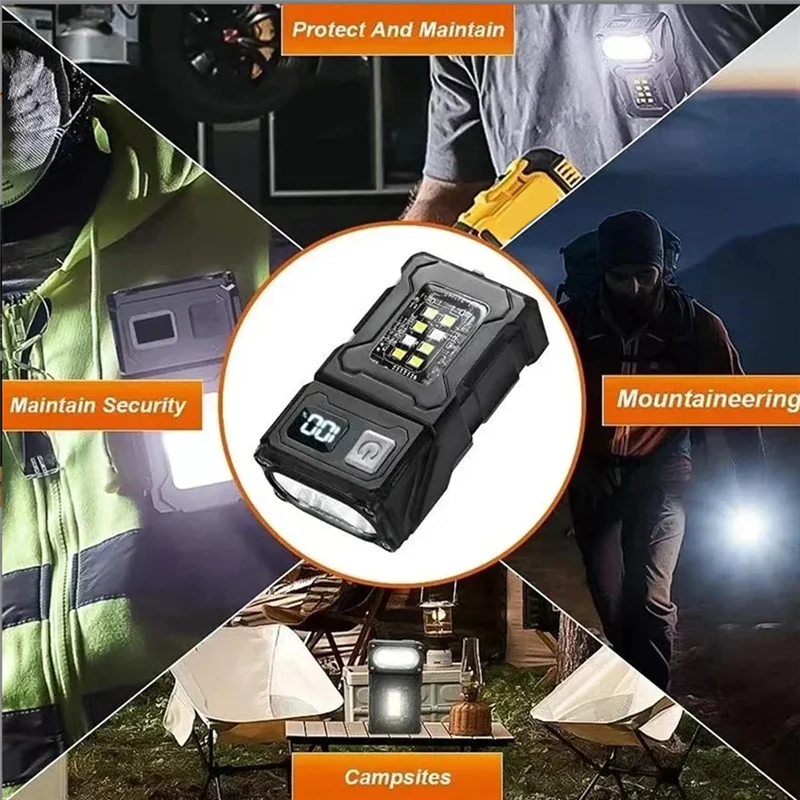 ABPP-MINI USB Senter LED Isi Ulang Senter Magnet Ekor Portabel Lampu Darurat COB Samping Lentera Berkemah Terang