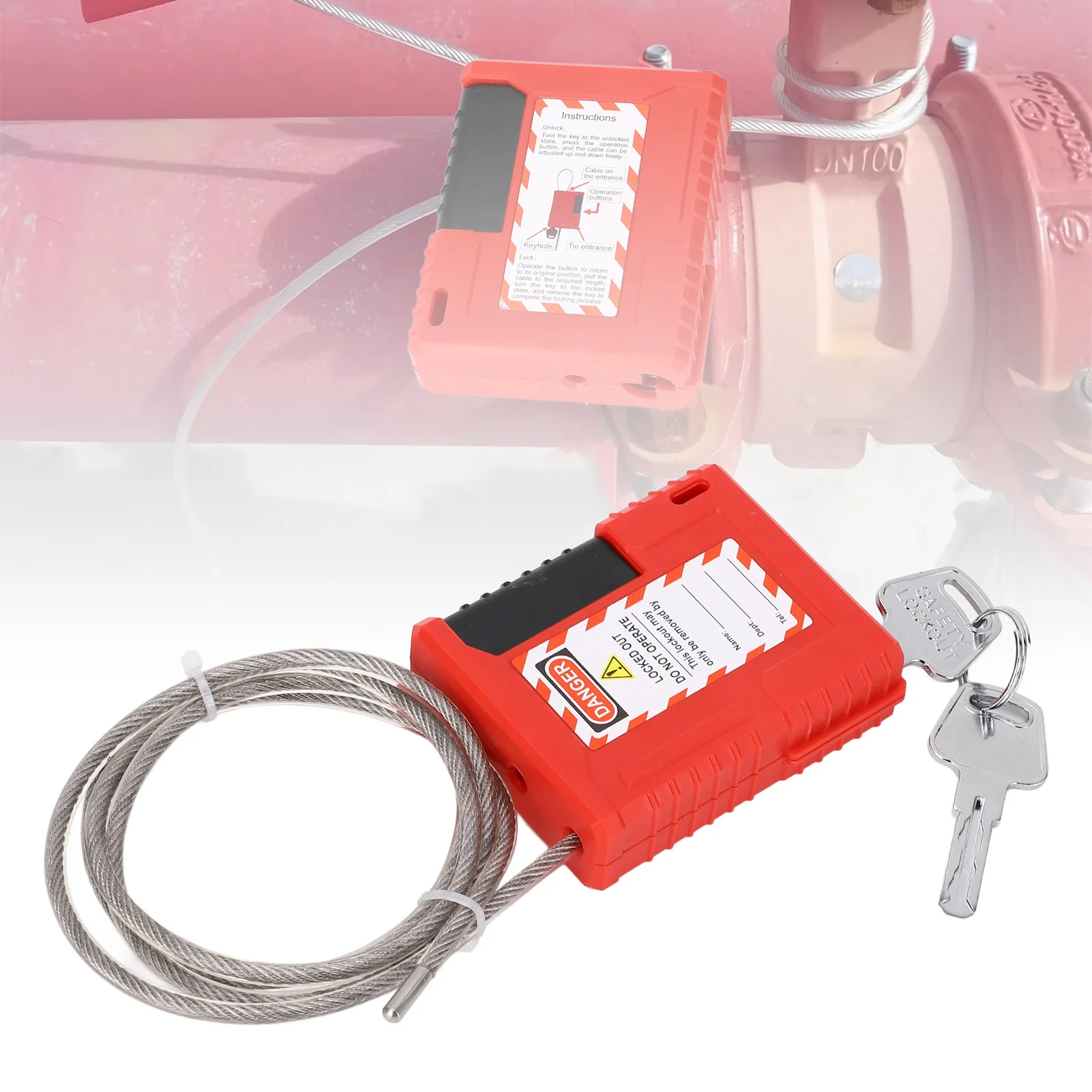 Lockout Tagout Cable Lock Stainless Steel Lockout Tagout Safety Padlock 1m Adjustable for Industrial Chemical Power