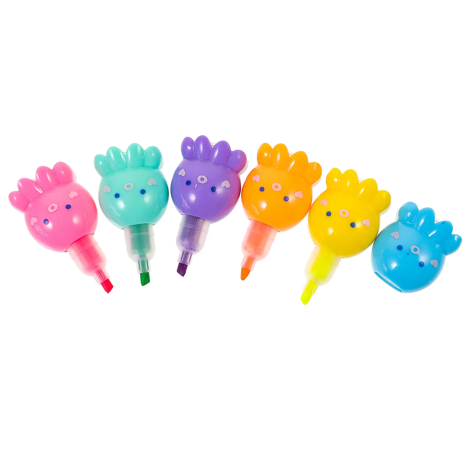 

1Set Flat Cartoon Highlighter Set Fluorescent Pens Multicolor Assorted Bright Coverage Easy Grip for Kids Adults