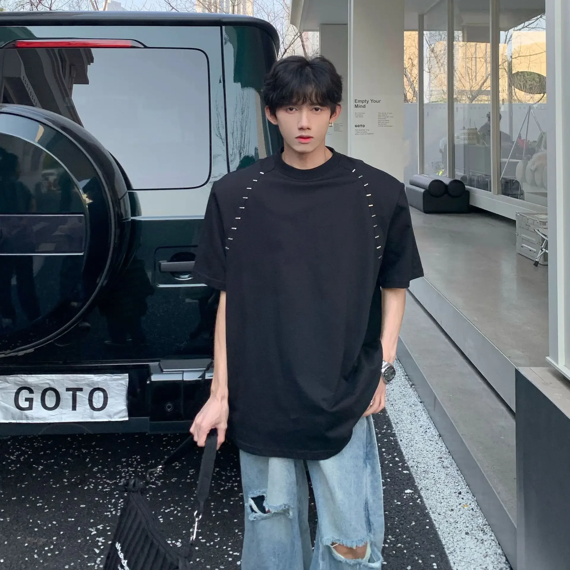 

Summer Fashion Casual Loose Men's Short Sleeved T-shirt Korean Harajuku Style Oversized T-shirt Men Japan Streetwear