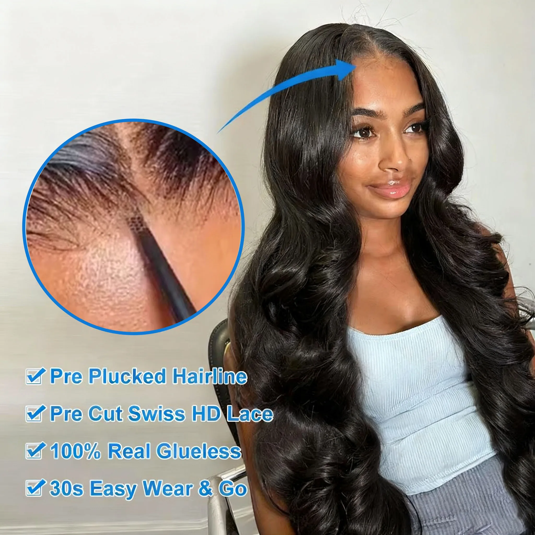 

180 Density Body Wave Glueless Wigs Human Hair 5x5 Closure Ready to Wear HD 13x6 Lace Frontal Wig Brazilian Water Wave For Women