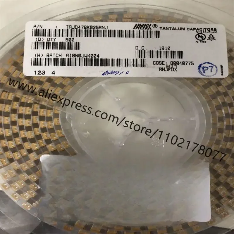 100~2000Pcs TAJA475K016RNJ Tantalum Capacitor-Solid SMD 16V 4.7uF 10% 1206 ESR= 4 Ohm Free Shiping