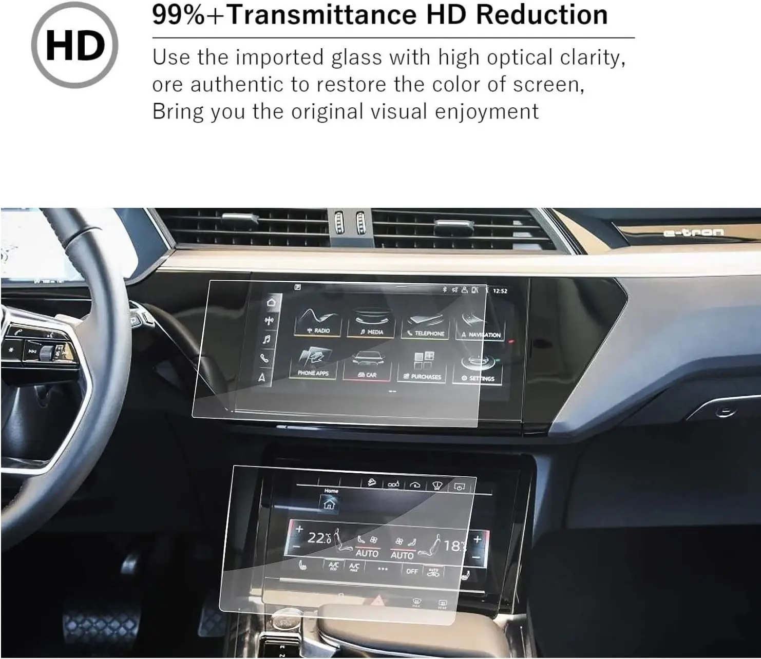 Tempered Glass Screen Protector Compatible with 2019-2023 Q7 Q8 E-Tron GPS Touch Screen,Protecting Audi TouchScreen,