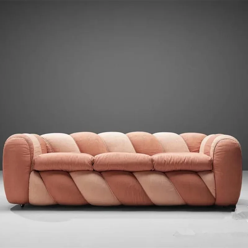 

Velvet fabric sofa small apartment Nordic three-person latex modern living room combination technology cloth milk tea color sofa