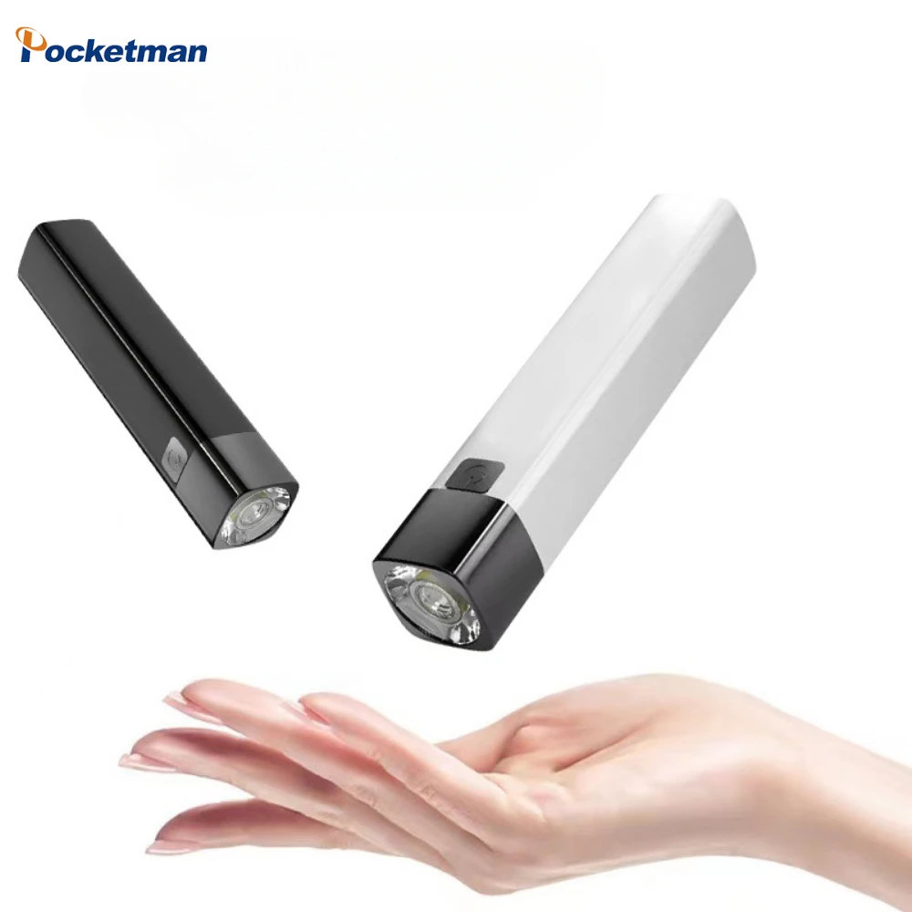Linterna LED portátil Mini linterna USB recargable lámpara de mano banco de energía para teléfono al aire libre impermeable patrulla iluminación cabeza antorcha