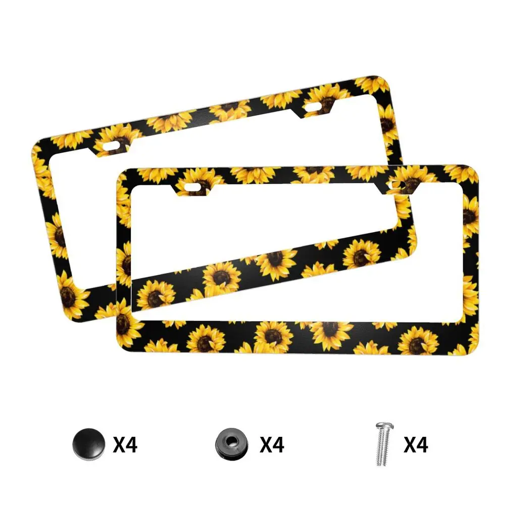 Sunflower 2 PCSPretty  License Plate Frames Car  License Plate Cover Protection Suitable for American Cars Individuation