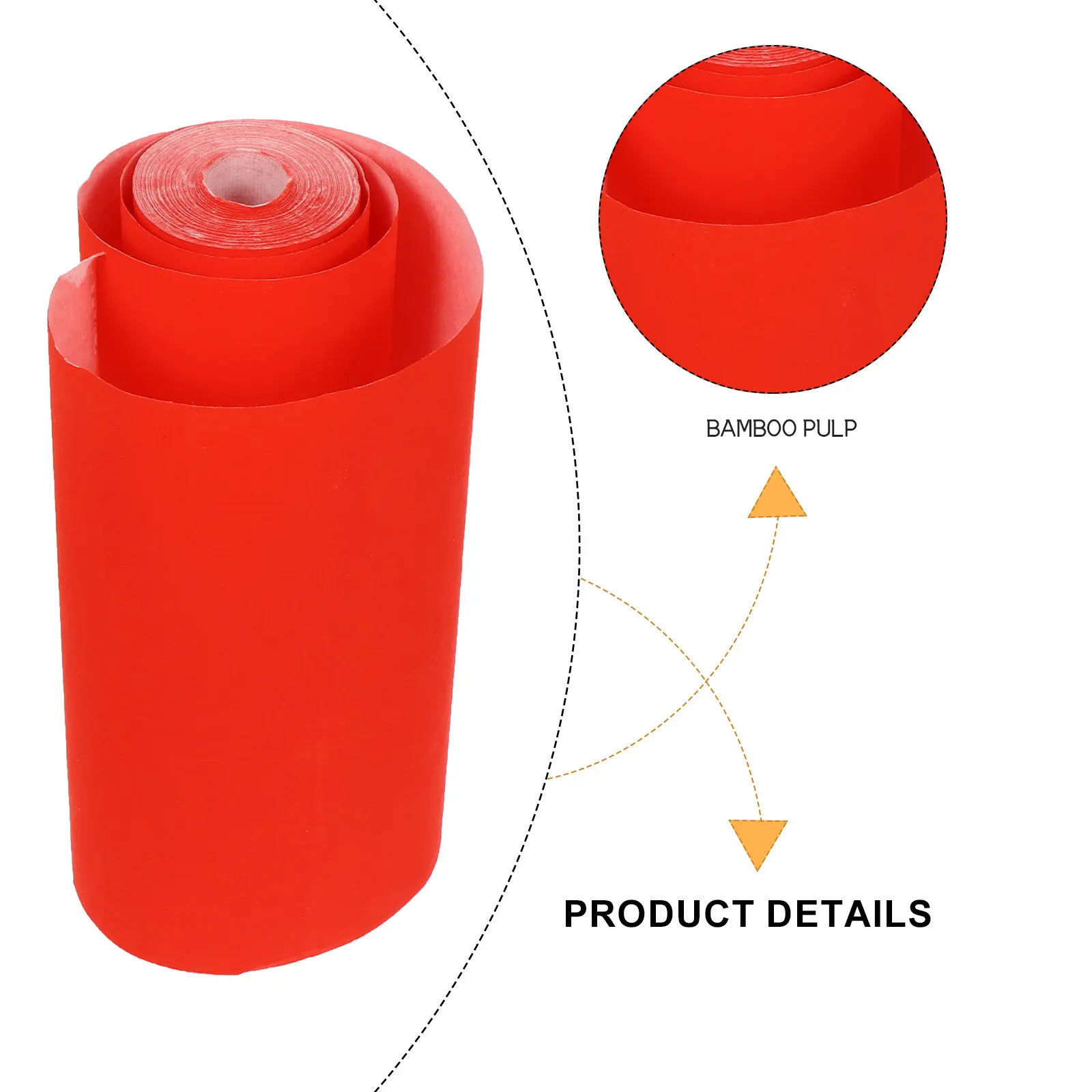 

Bamboo Pulp Thick Red Xuan Paper Roll Chinese Spring Festival Scroll Paper Ink Resistant Soft Surface for Couplet Writing