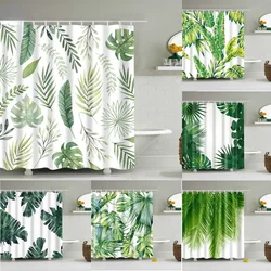 Tropical Green Leaf Palm Cactus Shower Curtain Landscape Bathroom Curtain Waterproof Polyester Shower Curtain