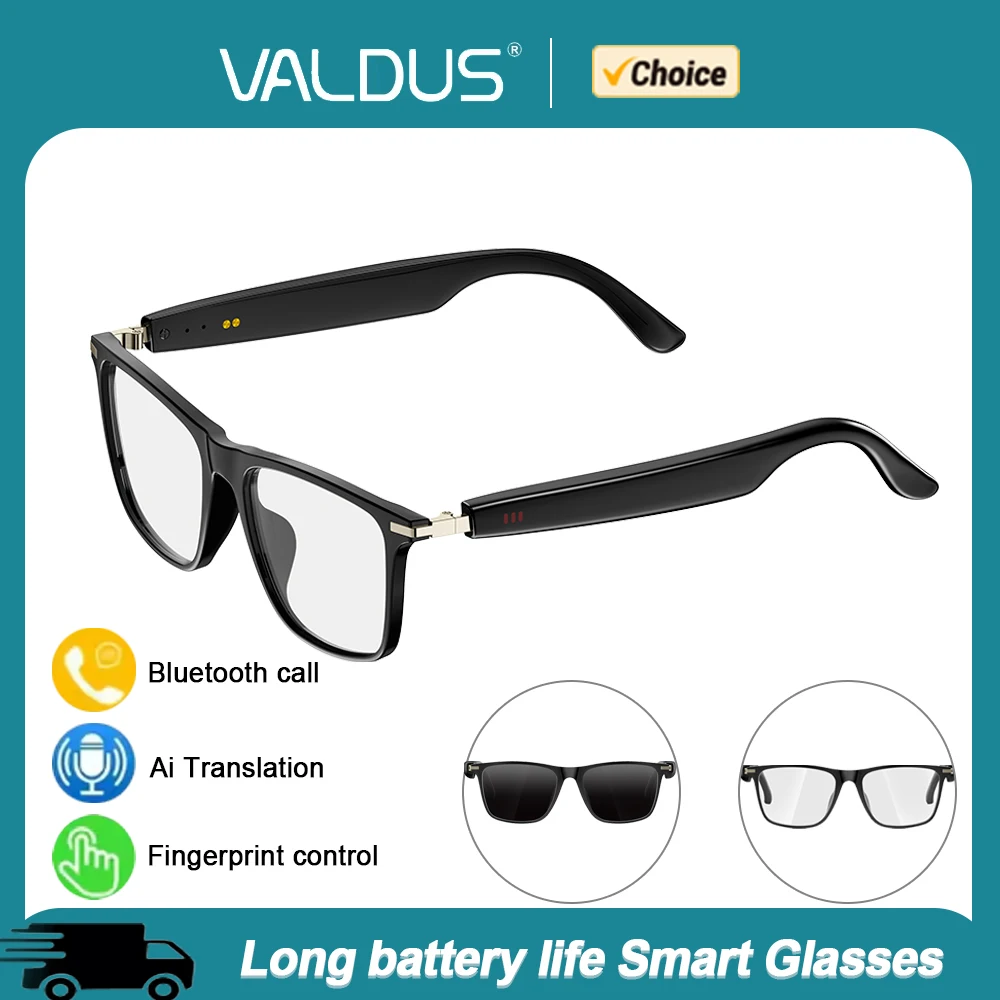

VALDUS V6 Smart Glasses Bluetooth Call Sports Headphone Ai Translation Waterproof Man Woman Long battery Life 2026 Ai Sunglasses