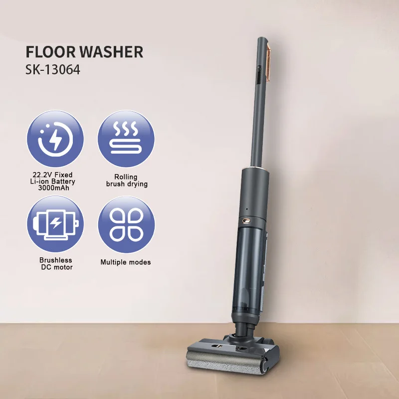 10000Pa Cordless Floor Scrubber: Hot Water Washing/Quick Drying, Self-Cleaning, Disinfecting, Washing and Mopping Dual-Blade