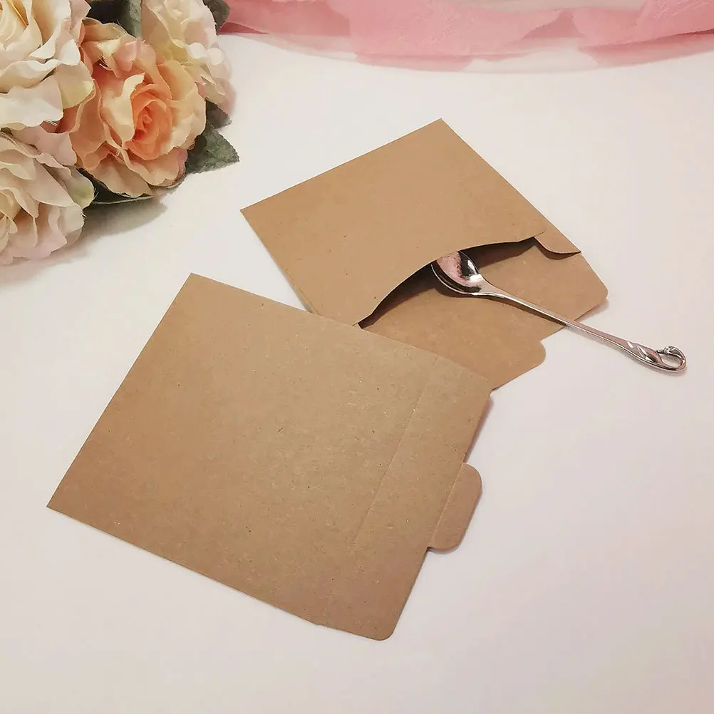 100Pcs Cd Envelopes Kraft Paper Greeting Card Packaging Bags Self Seal Small Envelopes for Invitations Business Cards Wedding