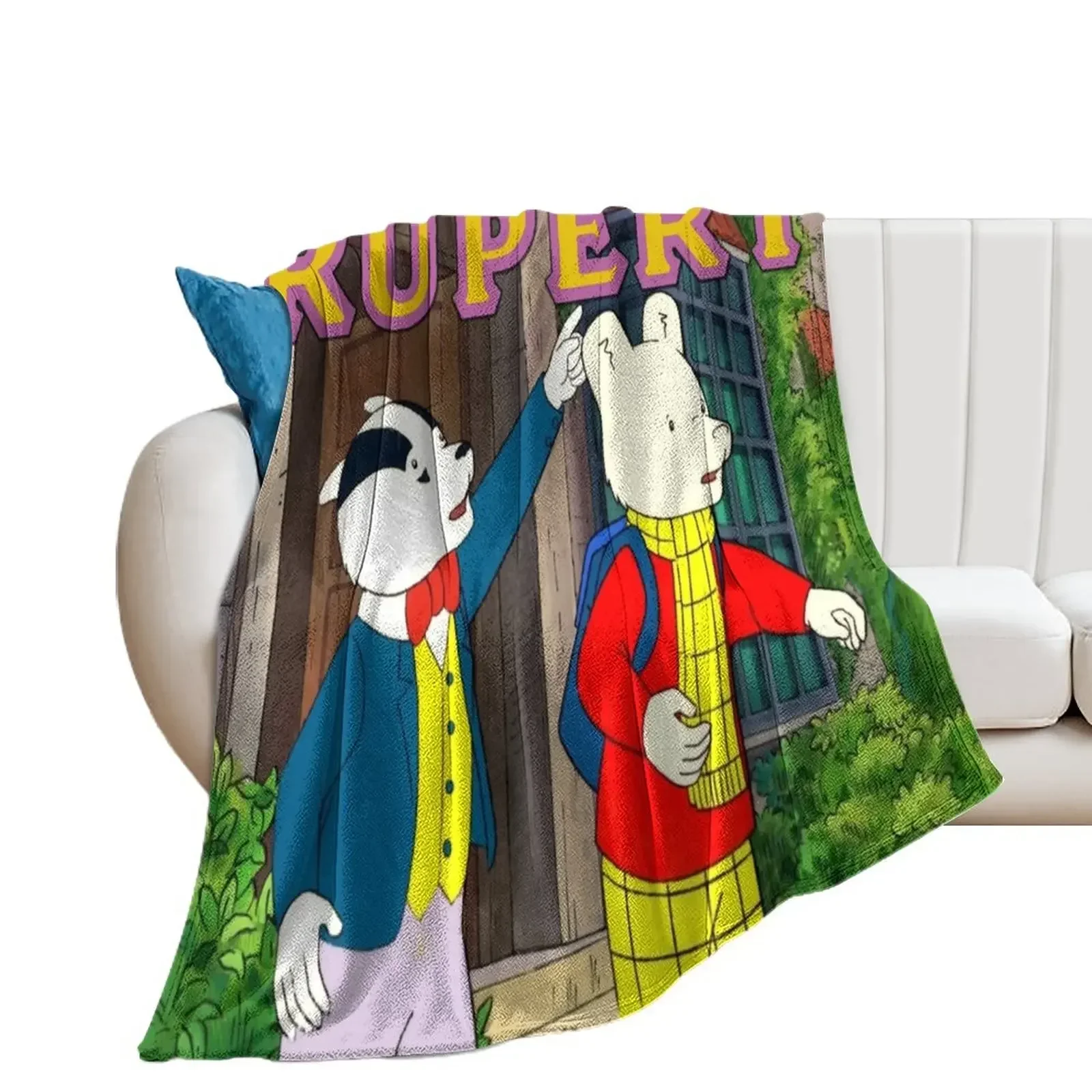 Rupert - 1990s Retro Children's TV Throw Blanket Retros Bed linens Blankets