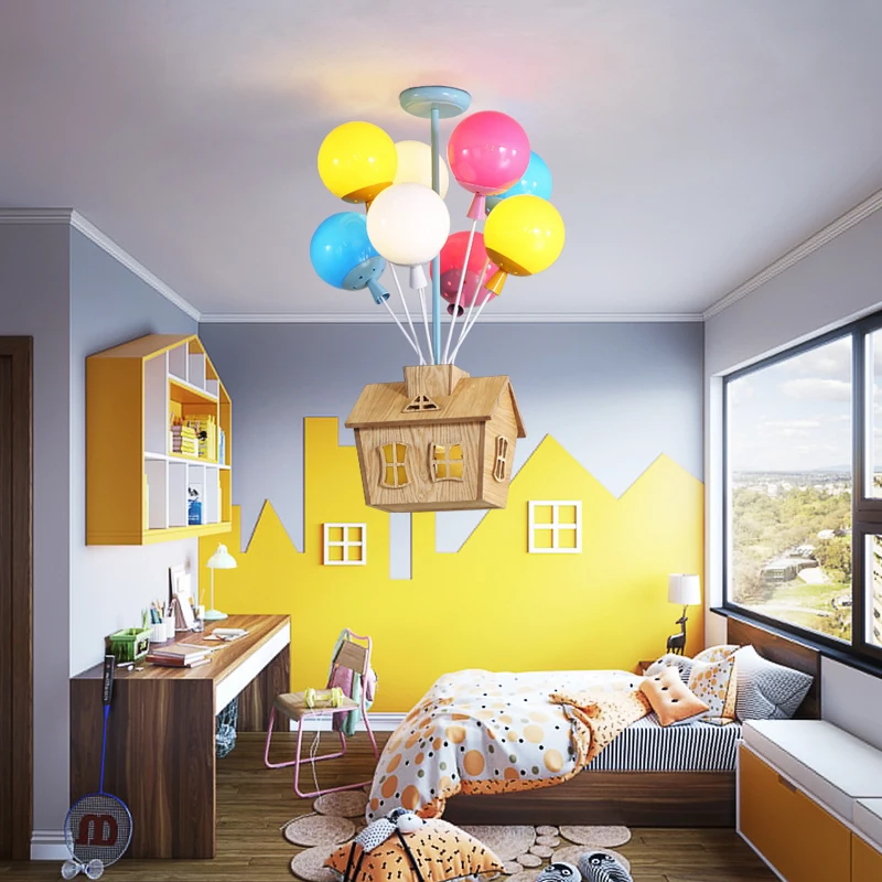 

Cartoon Pendant Lights Balloon Flying House Hanging Lamp Children Room Bedroom Livin Groom Decor Lights Modern LED Pendant Light