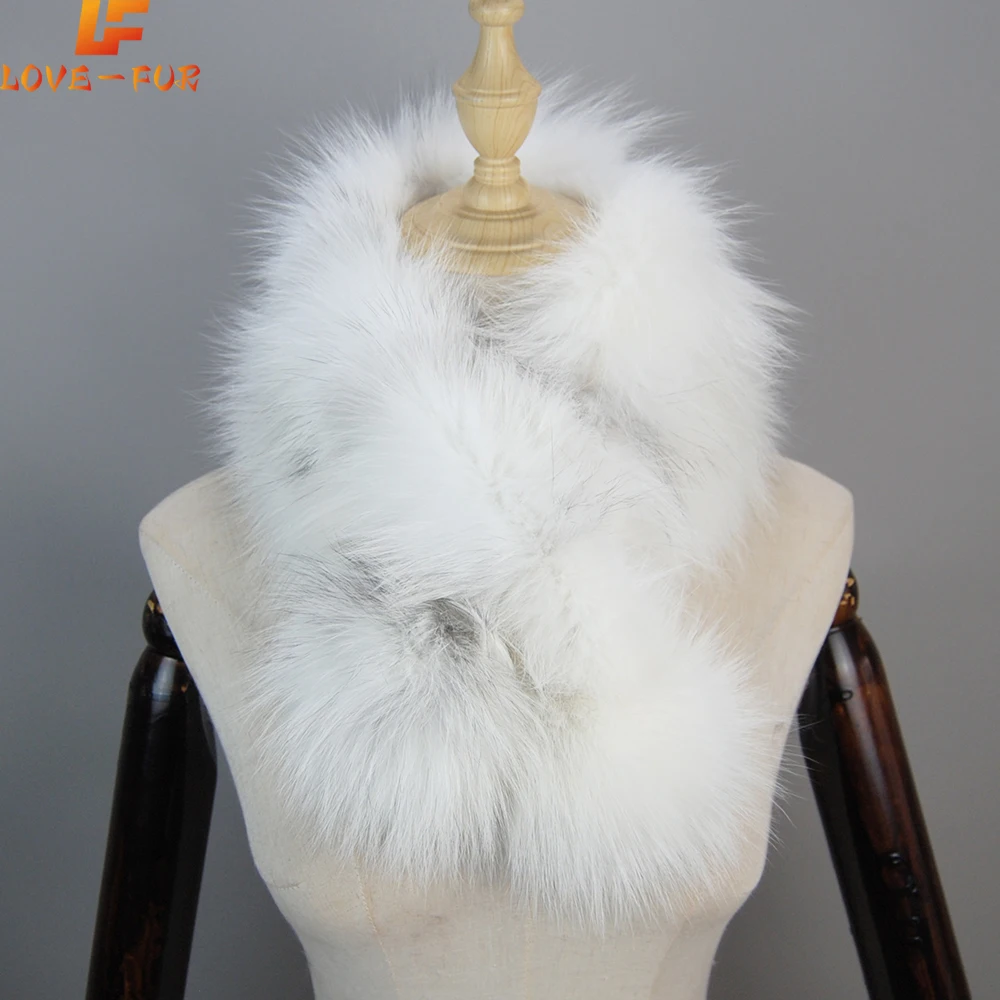 

2024 Winter Female Fashion Short Neck Warmer New Arrival Knitted Women Real Fox Fur Scarf Fluffy Warm Winter Natural Fur Scarves