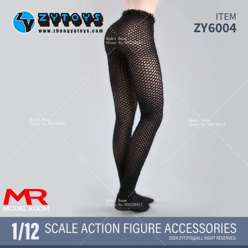 ZYTOYS 1/12 여성 블랙 낚시 그물 스타킹, 의류 액세서리 모델, 6 인치 군인 액션 피규어 바디 인형, ZY6004