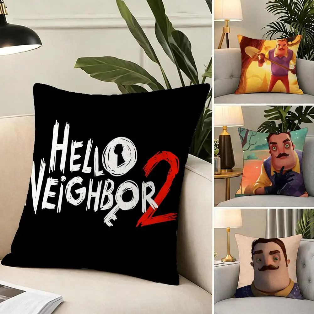 Funda de cojín H-Hello Neighbor 2, tela suave para decoración del hogar, funda de almohada, funda de cojín, almohada para sofá, decoración del hogar