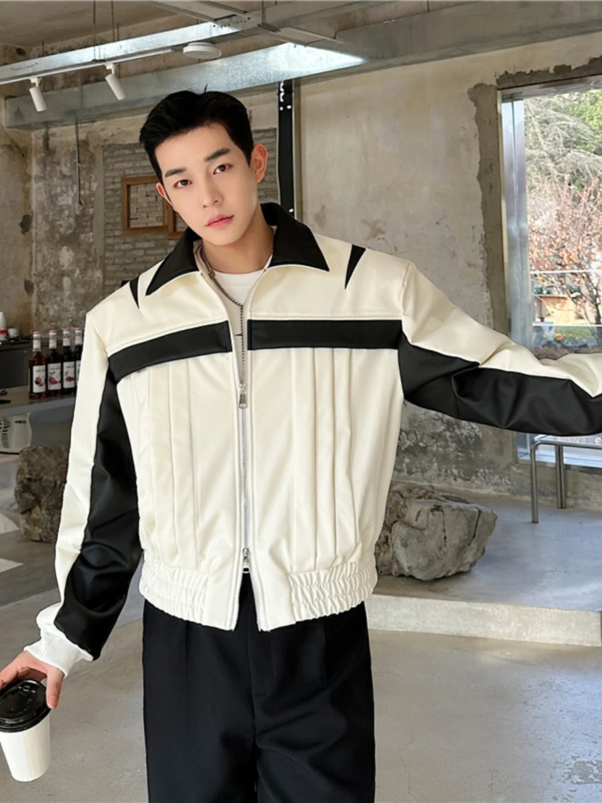 Casual hoogwaardig leer Color-Blo Design Jaet lichtgewicht luxe Sle lente herfst bovenkleding voor heren