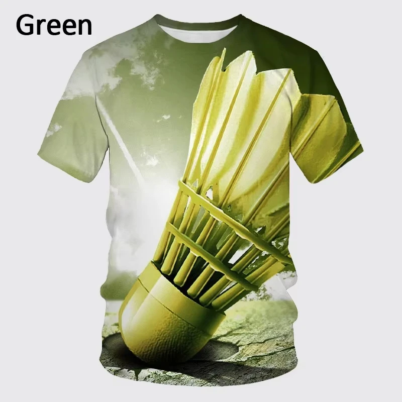 3D Print Badminton Sports T-shirt For Men Summer Short Sleeves Round Neck Funny Tshirts Tops Mens Oversized Tee Shirts Clothes