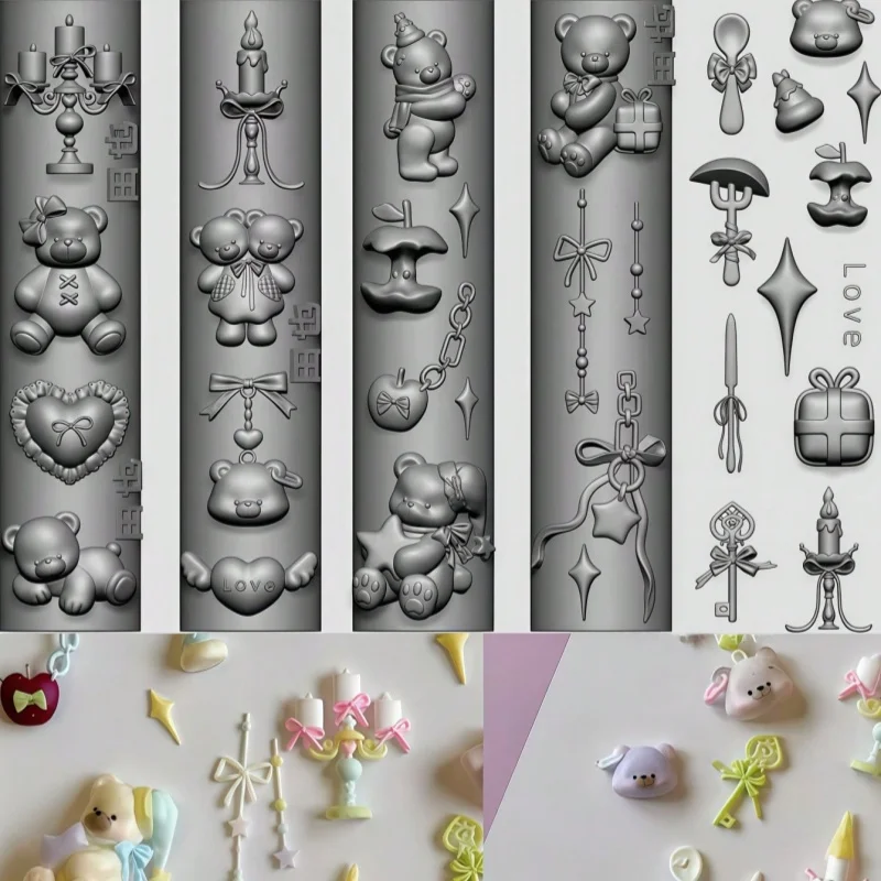 3D Animal Headwear Silicone Mold Cute Nail Art Decoration Dinosaur Unicorn Sheep Bear for Candlelight Dinner Theme