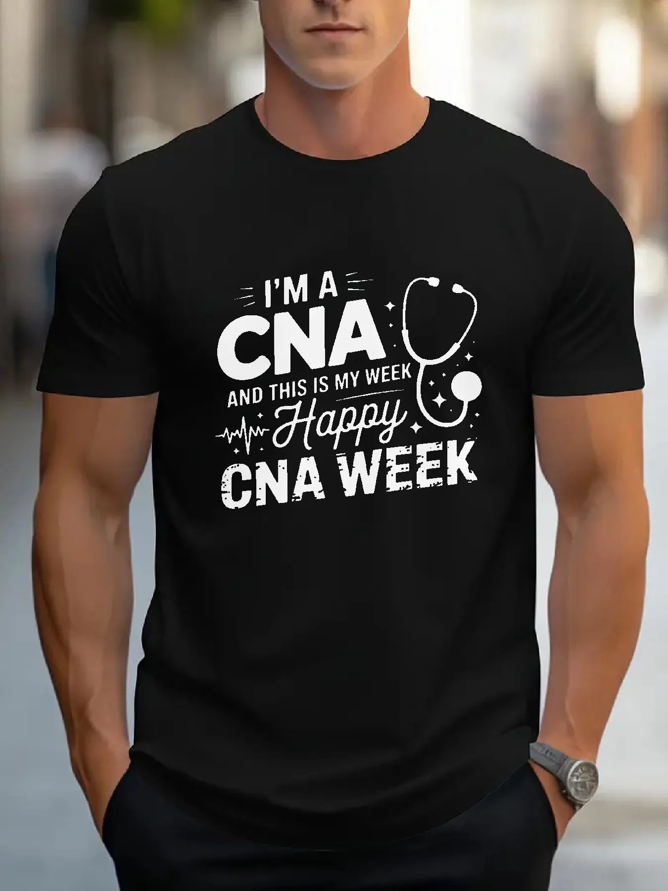

Футболка «I'm a CNA and This is My Week» Happy CNA Week, черная футболка с круглым вырезом и короткими рукавами, идеальный подарок для медицинских профессионалов