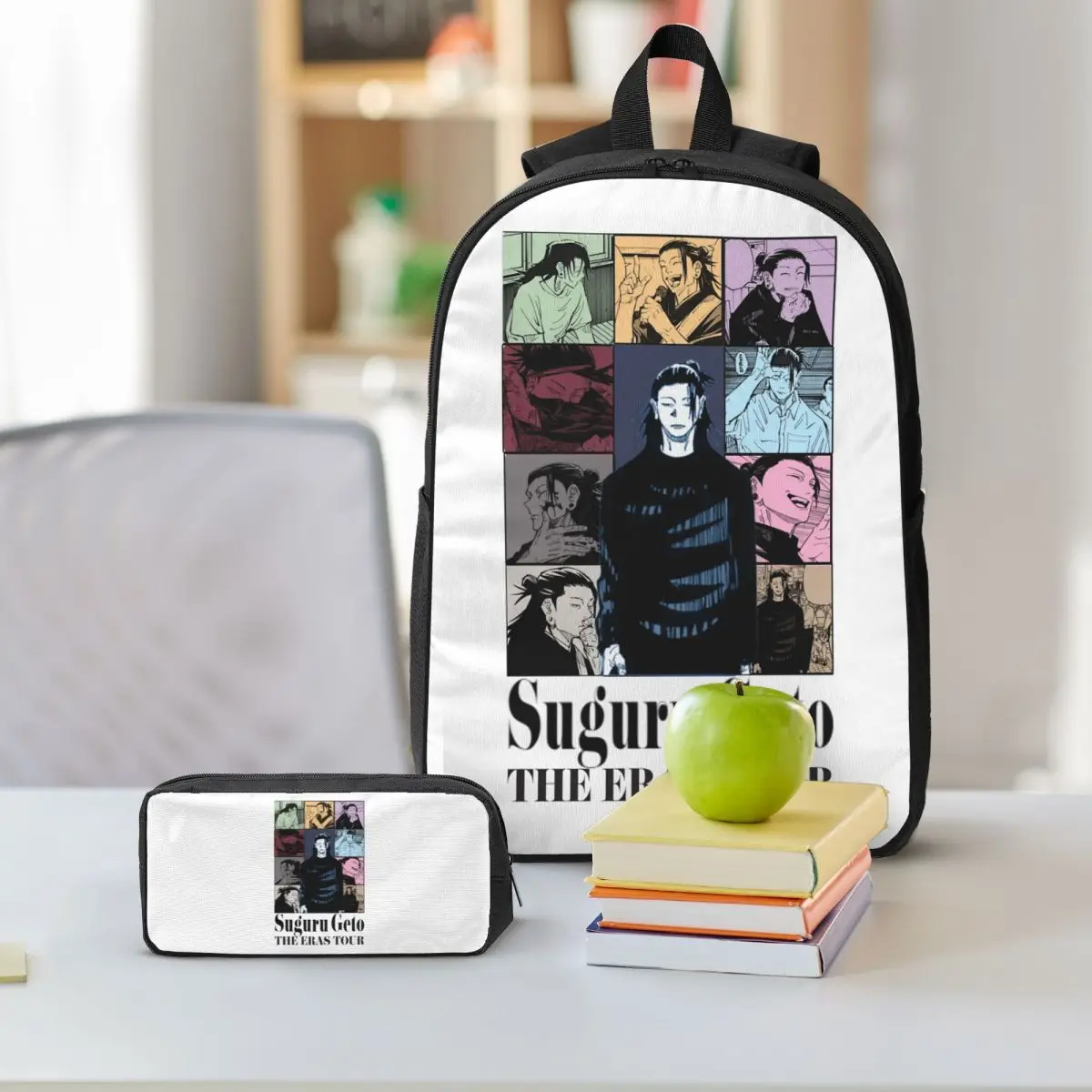 Jujutsu Kaisen Suguru Geto Anime Girl Dinner Backpack BookBag School Bag Shoulder Bags 3ps Insulated Lunch Bag Pencil Case