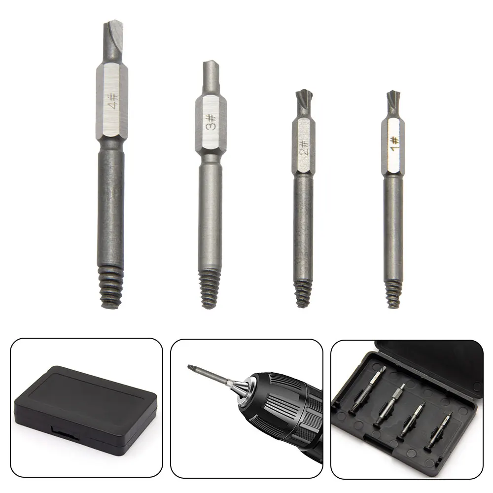 

4PC high-speed steel extractor double headed broken head screw sliding tooth removal tool screwdriver power tool accessories