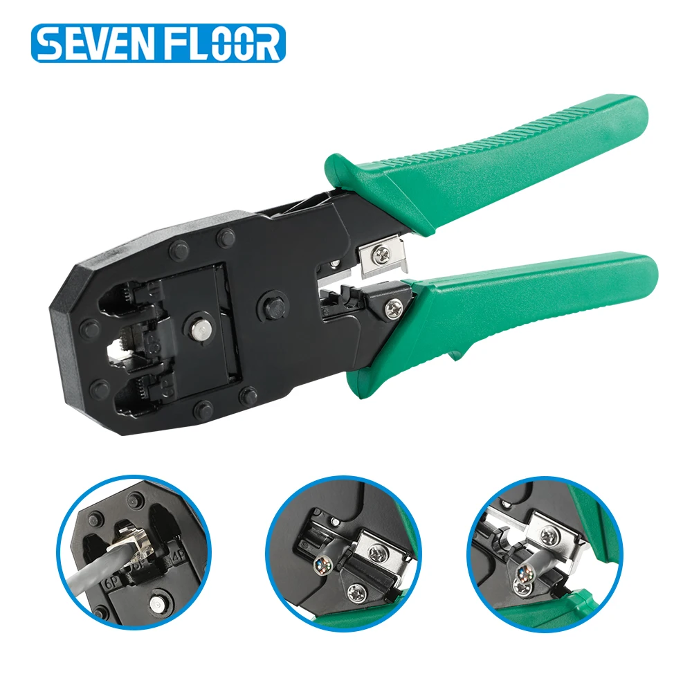 RJ45 RJ11 Crimping Tool 3-in-1 Network Crimper Cutter Stripper Plier for 6P 8P RJ12 Ethernet LAN Cable
