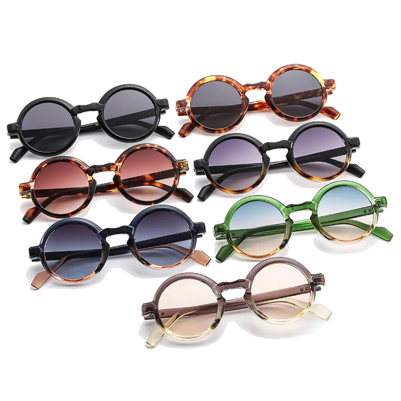 SO&EI Retro okrągłe Punk damskie okulary przeciwsłoneczne moda podwójny kolor gradientowe odcienie UV400 męskie nity okulary przeciwsłoneczne — zdjęcie 4