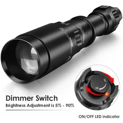 UniqueFire IR LED 손전등 조광기 스위치 표시기, USB C 충전식 18650 토치, 최대 1500 미터, 1605 T38, VCSEL940, VCSEL850