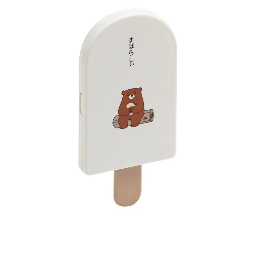 Simple Ice Cream Shape Hand-Held Mirror With Comb Square Compact Make-Up Mirror Mini Folding Cosmetic Mirror Women