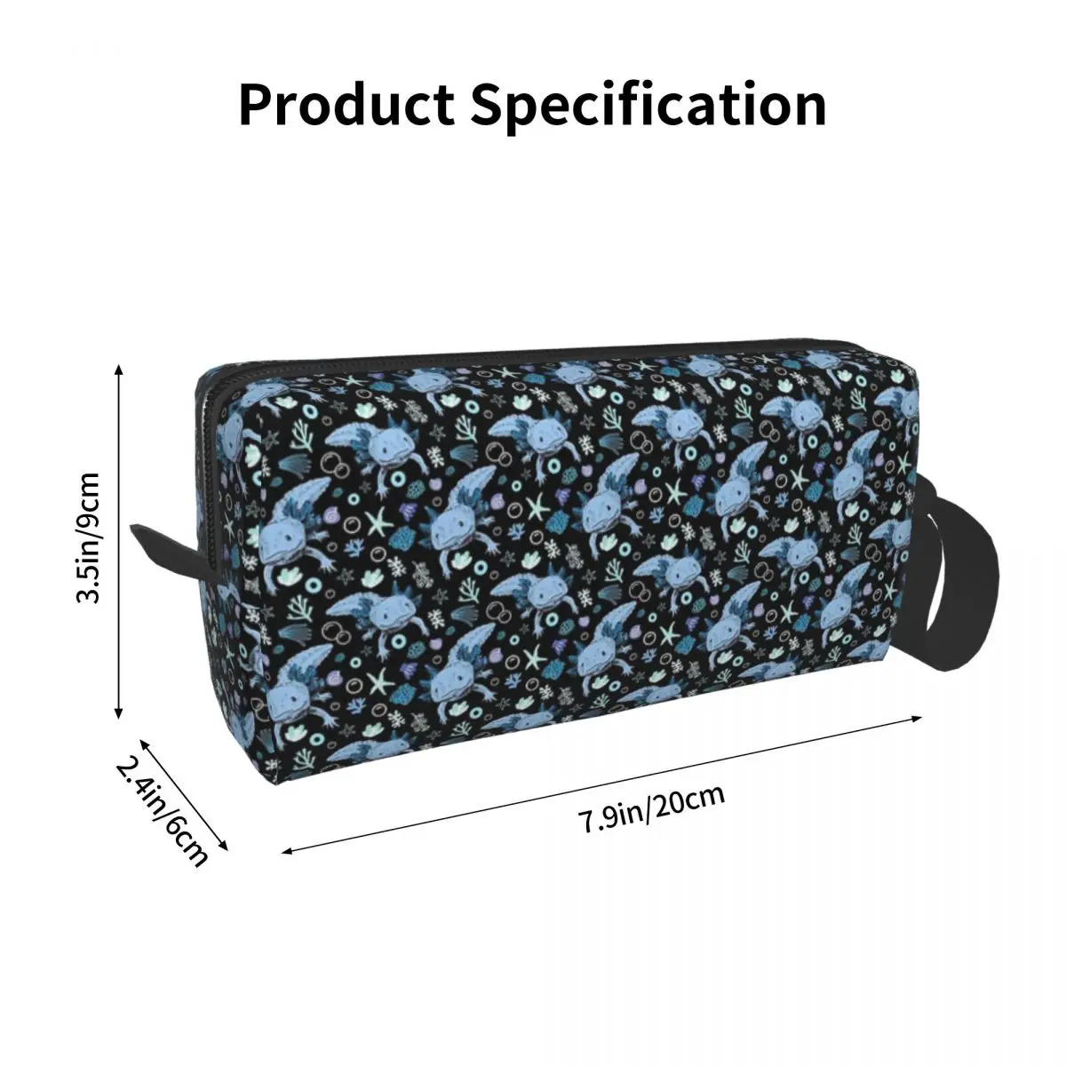 Blue Axolotl Coral Pattern Makeup Bag Cosmetic Organizer Storage Dopp Kit Toiletry Cosmetic Bag Women Beauty Travel Pencil Case