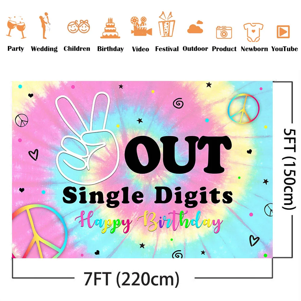 Tie-Dye-Fondo para fiesta de cumpleaños, telón de fondo para fotografía de un solo dígitos, fotomatón para recién nacidos, decoración para sesión fotográfica