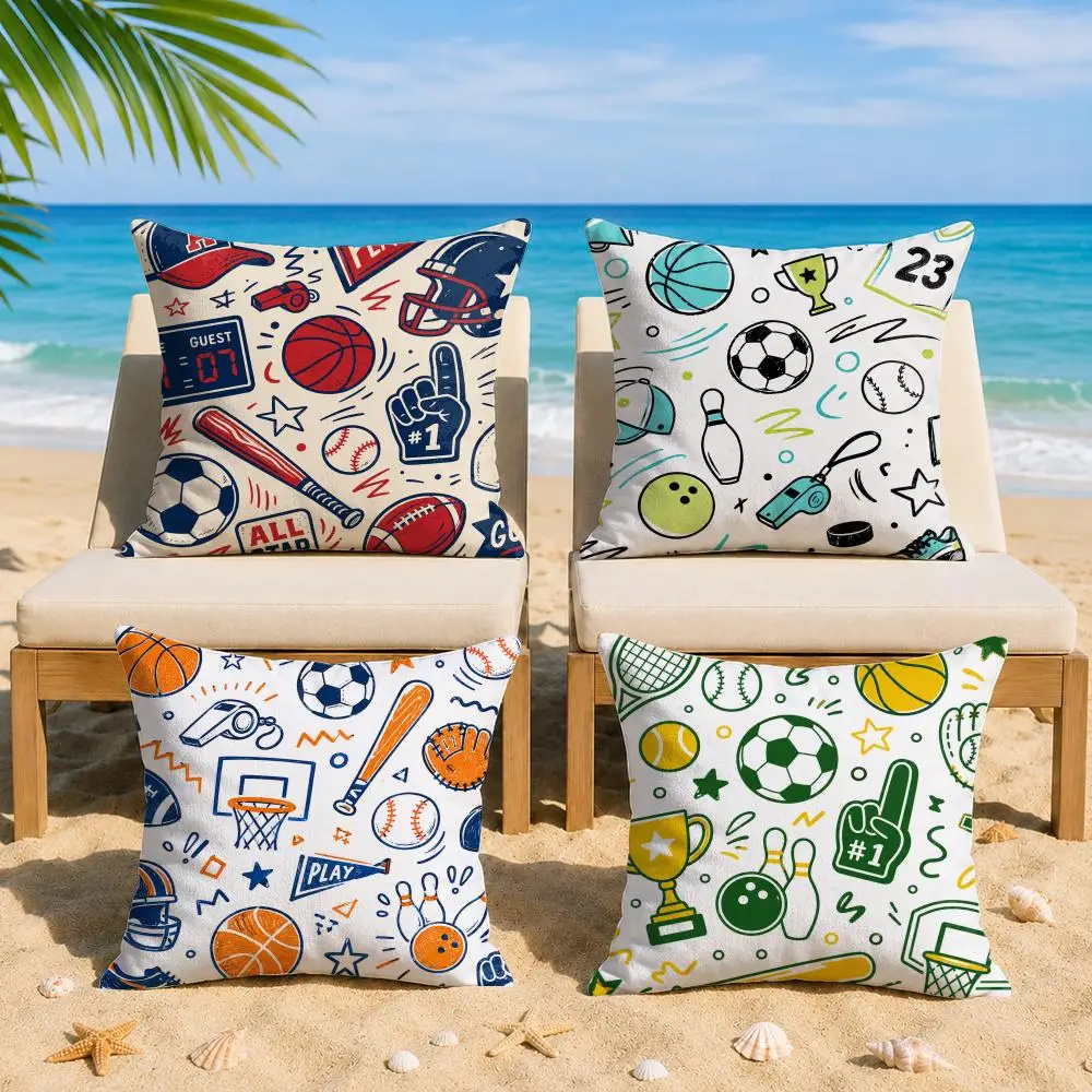 Baseball Design Cushion Cover Short Plush Soft Double-Sided Printing Pillow Case Cozy Sofa Bedroom Home Decor Gift