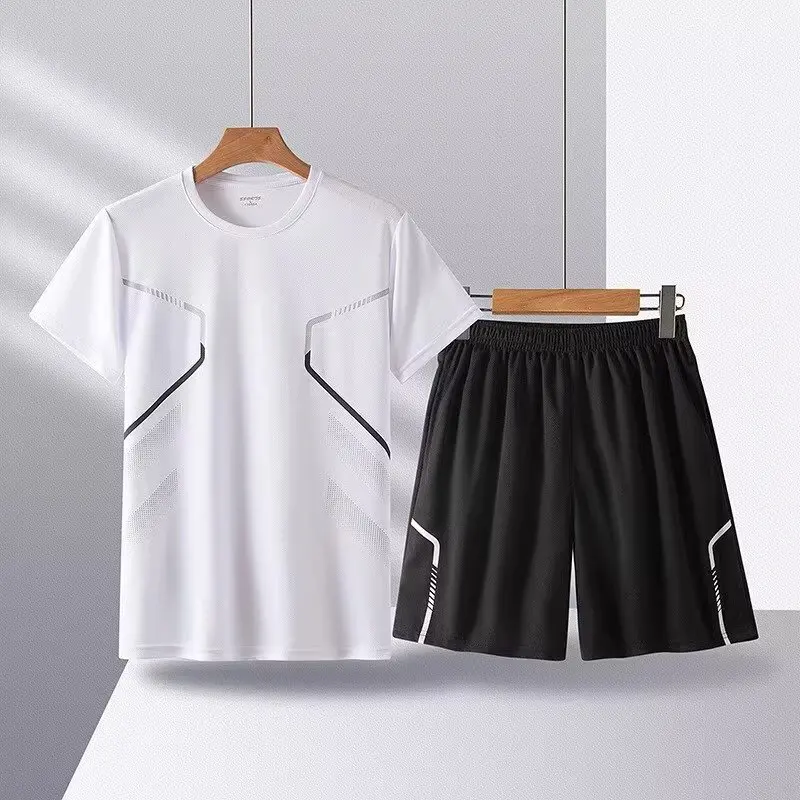 

Sports suit men's fitness clothes quick drying summer short sleeved T-shirt cycling shorts basketball vest running training clot