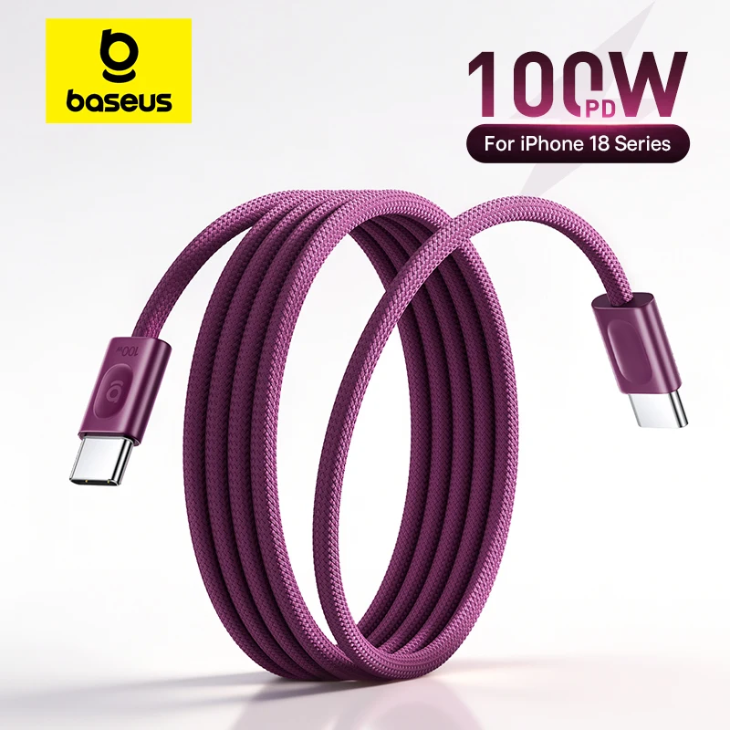 Baseus 100W Cable USB Type C for iPhone 18 17 16  Pro Max Plus Charger Cable Type-C for Macbook Pro ipad PD Cable Fast Charging