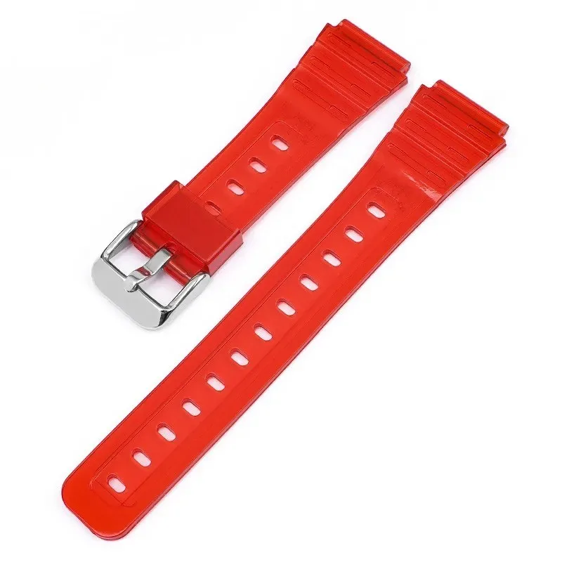 18mm Silicone Watch Strap for Casio F-91W/F84/F105/108/A158/168 AE-1200/1300 Transparent Rubber Sport Bracelet Waterproof Band