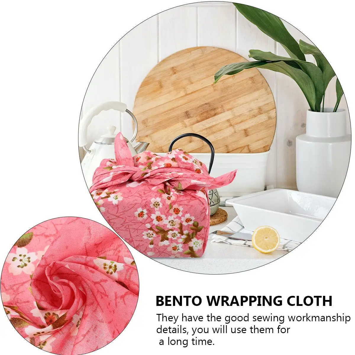 

Japanese Handkerchief Square Cloth Pink Flower Rabbit Small Handkerchief Bento Wrapping Reusable Kitchen Bar Use