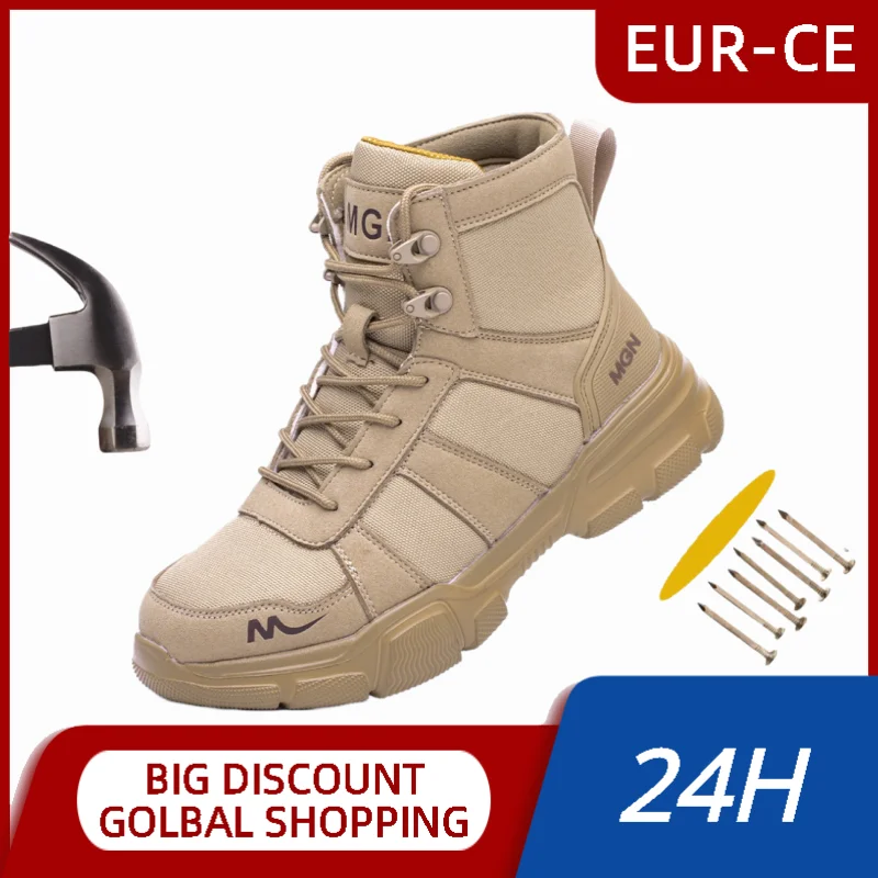 

Anti Shock Steel Toe Anti-puncture Comfort Lightweight Breathable Sneakers Cushioned Construction Work Shoes Hiker Boots