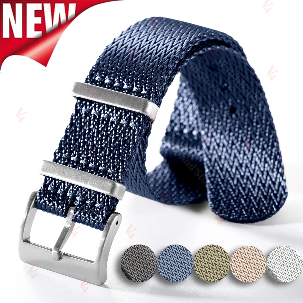 Nueva correa de reloj de nailon acanalado, correa de reloj de 18mm, 20mm y 22mm, accesorios de pulsera con hebilla cepillada para reloj militar para Hamilton