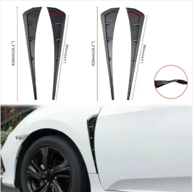 

2 Pcs Universal Car Fender Side Vents ABS Spoiler Fender Decorative Stickers Car Side Fender Vent Air Wing Cover Trim Accessorie